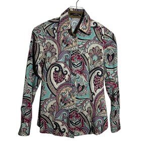 ETRO womens cotton button down shirt size 38  paisley print long sleeve top